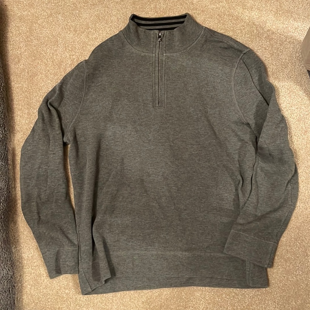 Mens Faconnable half zip grey sweater size large.